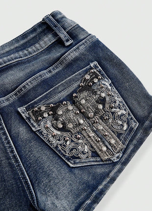 Low Rise Distressed Denim Shorts Female Jeans Womens Jeans Shorts Vintage Y2K Punk Style Embroidered Hot Pants PlatiNum