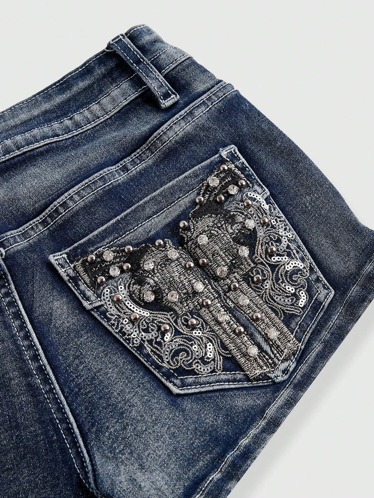 Low Rise Distressed Denim Shorts Female Jeans Womens Jeans Shorts Vintage Y2K Punk Style Embroidered Hot Pants PlatiNum