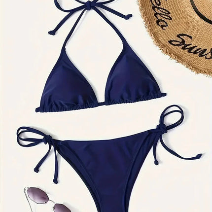 Costumi da bagno Perizoma Bikini Set Sexy Nuovi costumi da bagno blu navy Donna Costumi da bagno sexy Bikini Triangolo Fasciatura Costumi da bagno femminili platinumshop