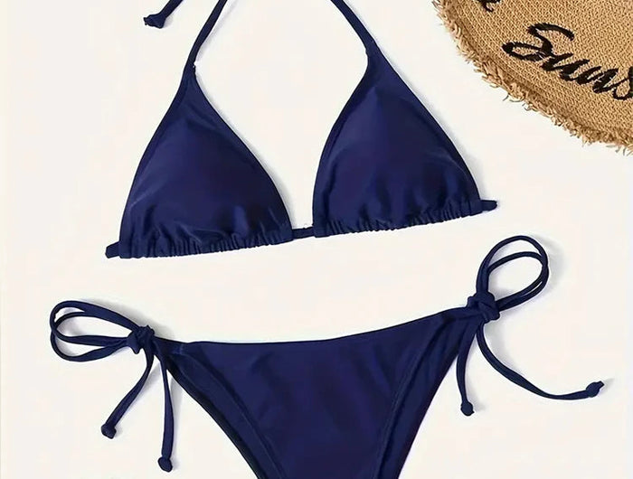 Costumi da bagno Perizoma Bikini Set Sexy Nuovi costumi da bagno blu navy Donna Costumi da bagno sexy Bikini Triangolo Fasciatura Costumi da bagno femminili platinumshop