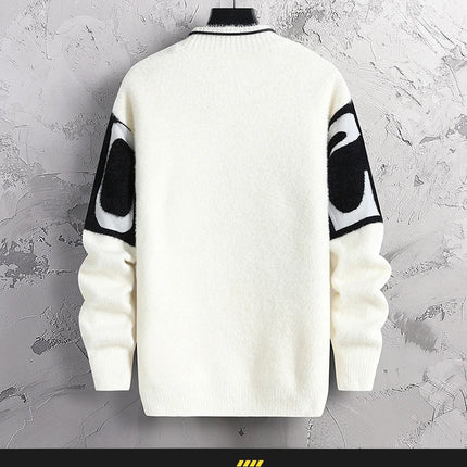 2023 New Fashion Patchwork digit Cashmere Sweater Men High Quality Comfortable Mens Sweaters Thick Warm Male Pullover
