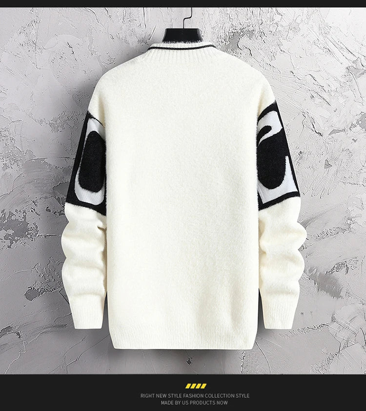 2023 New Fashion Patchwork digit Cashmere Sweater Men High Quality Comfortable Mens Sweaters Thick Warm Male Pullover