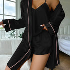 Pigiama semplice in raso con maniche lunghe, abito con cintura, scollo a V, top e pantaloncini, pigiama da donna platinumshop