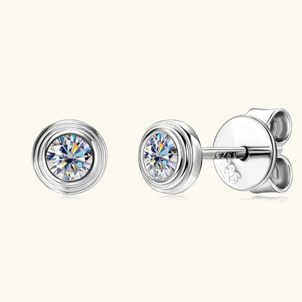IOGOU D0.10CT Moissanite Diamond Round Stud Earrings 925 Sterling Silver Original Fine Jewelry for Women Girls Anniversary Gifts PlatiNum