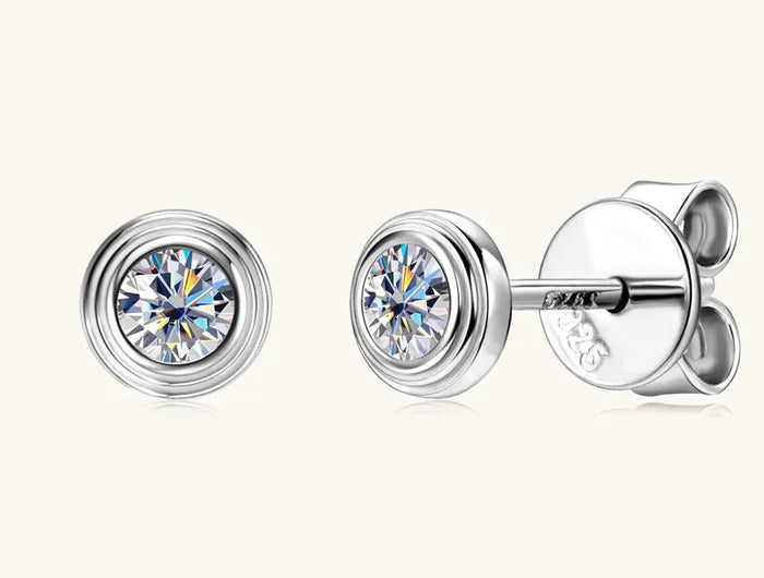 IOGOU D0.10CT Moissanite Diamond Round Stud Earrings 925 Sterling Silver Original Fine Jewelry for Women Girls Anniversary Gifts PlatiNum