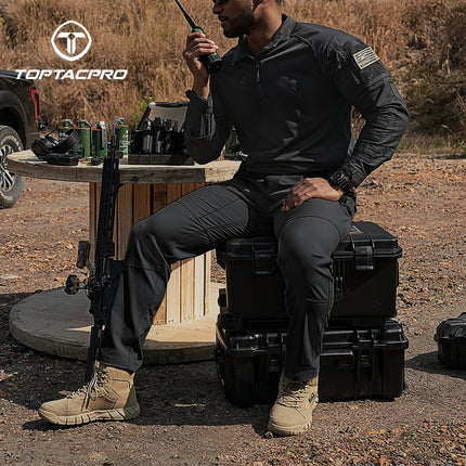 TOPTACPRO Men's Flex Ripstop Water-Resistant Lightweight Stretch Cargo Trousers for EDC Outdoor Work Hiking 8201