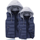 Autumn Winter Mens Warm Down Padded Vests Fashion Men Thermal Windbreaker Waistcoats Men Zipper Hooded Parkas Vests Clothing