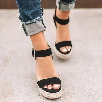 Nuovi Sandali Donna Espadrillas con Zeppa 2026, Open Toe con Cinturino e Fibbia, Platform Estivi da Spiaggia Casual Comodi Antiscivolo Taglie Forti