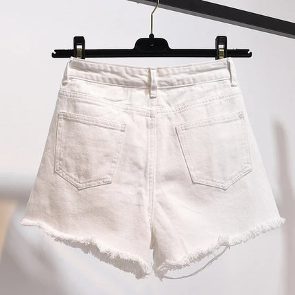 1 pz estate donna pantaloncini di jeans moda casual jeans a vita alta tasca femminile nappa pantaloni caldi signora streetwear pantaloni corti