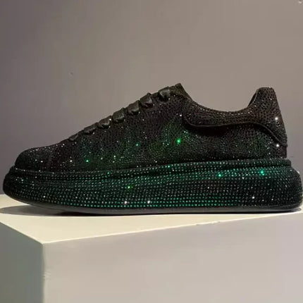 Luxury New Men Rhinestone Lace Up All Match Brand Shoes Causal Flats Loafers Sports Walking Sneakers Zapatos Hombre Vest