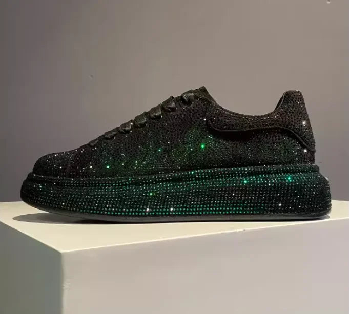 Luxury New Men Rhinestone Lace Up All Match Brand Shoes Causal Flats Loafers Sports Walking Sneakers Zapatos Hombre Vest