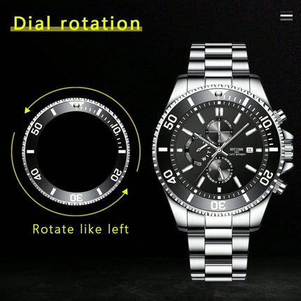 Orologi da lavoro da uomo di lusso Orologio da uomo al quarzo argento Orologio luminoso maschile platinumshop