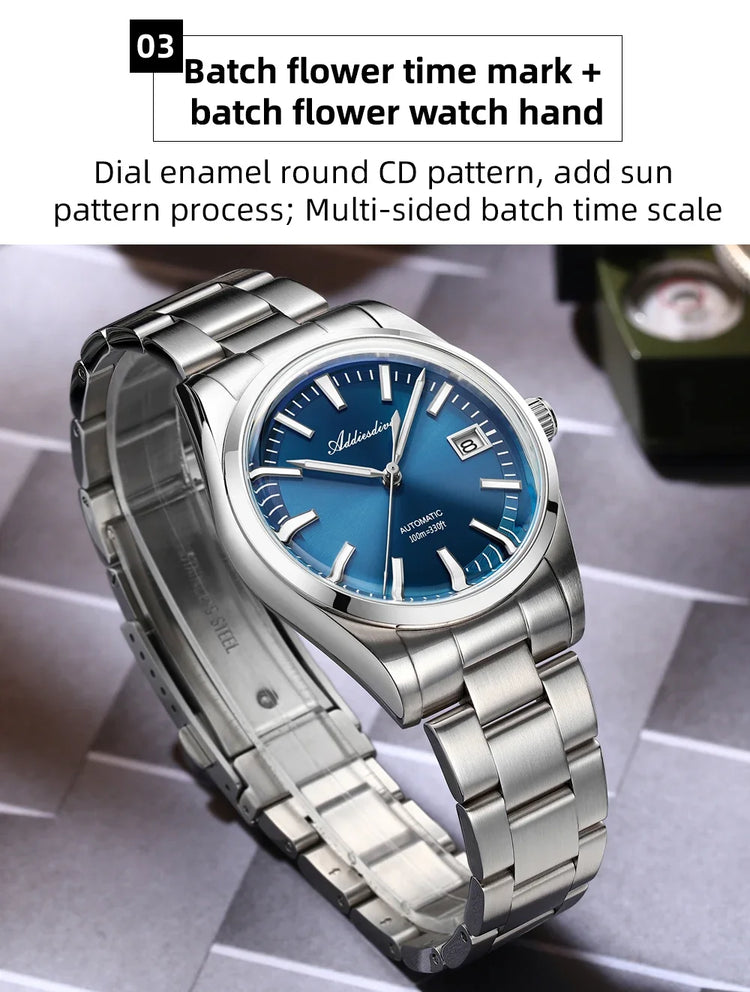 ADDIESDIVE Luxury Classic Automatic Watch Waterproof AR Coated Calendar Display Mechanical Watches Luminous AD2077 Reloj Hombre