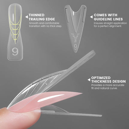 Original YOKEFELLOW Sandwich Dual Nail Form Short Stiletto Nail Extension Form 240pcs Top Form Bottom Form For Quick Nail Extensions IM222