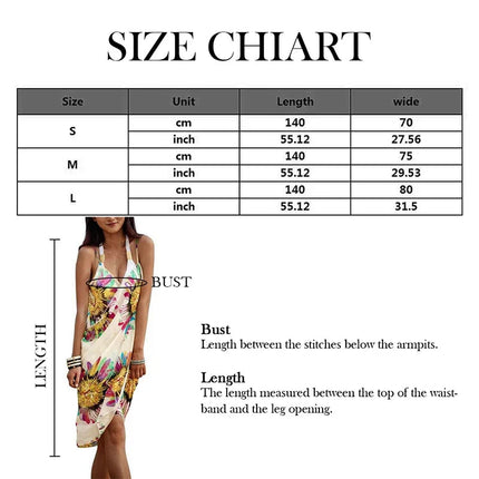 Copricostumi stampati Abito da spiaggia sexy Donna Halter Sling Chiffon Asciugamano da spiaggia Bikini Wrap Pareo Gonne Costumi da bagno aperti sul retro platinumshop