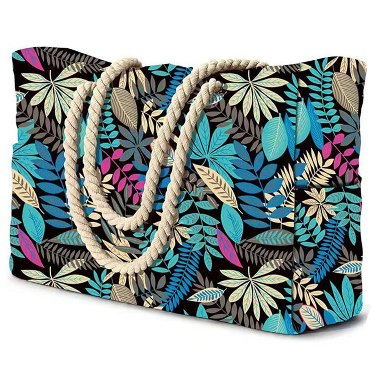 Borsa esterna con cerniera a righe per viaggi e vacanze all'aperto, tela impermeabile e resistente alla sabbia, comoda borsa da spiaggia pieghevole-zmt