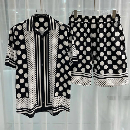 Set di camicie da uomo retrò estive Camicia a maniche corte da spiaggia stampata 3D Pantaloncini da viaggio casual da uomo hawaiano 2 pezzi comoda casual platinumshop