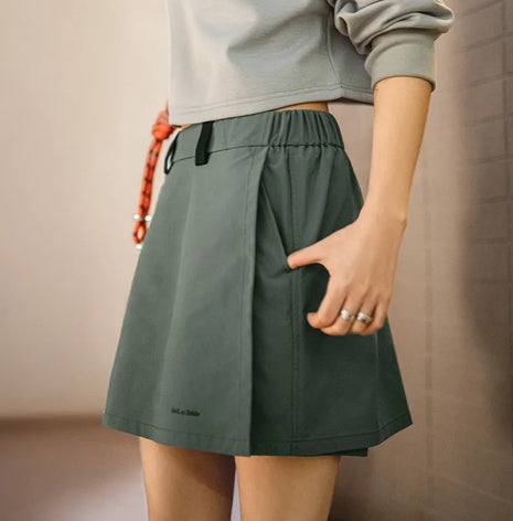 Maden New Outdoor A-Line Skort Shorts Estate da donna Leggero Escursionismo Elastico in vita Pantalone Gonna Casual Versatile Pantaloni verdi