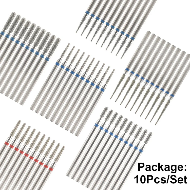 10Pcs Diamond Milling Cutter For Manicure Electric Nail Drill Bits Accessory Pedicure Machine Nail File Gel Remover Tool uñas Accesorios Y Herramientas