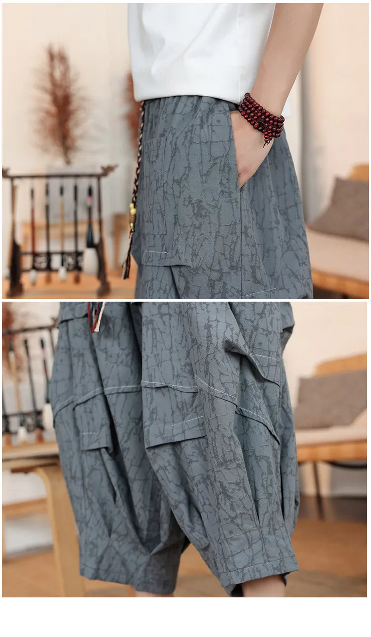 Pantaloncini Estivi da Uomo Taglie Forti in Cotone Comodi Stile Cinese Vintage Moda Casual Sportivi a Lanterna Taglie Grandi fino alla 8XL