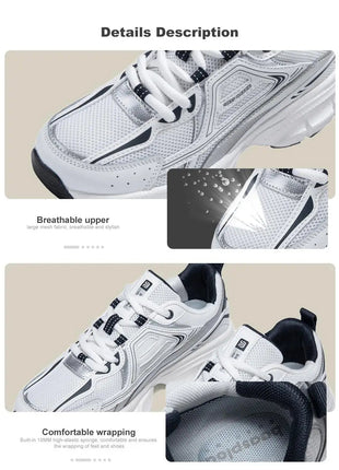 Baasploa Women Running Shoes Lightweight Breathable Sport Shoes Female Comfort White Casual Sneakers Height Increase Cushioning PlatiNum
