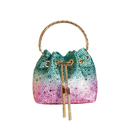 Handle Rhinestones Evening clutch Bag Purses and handbag luxury Designer shoulder bag Shiny Crystal Clutch purse bucket bag PlatiNum