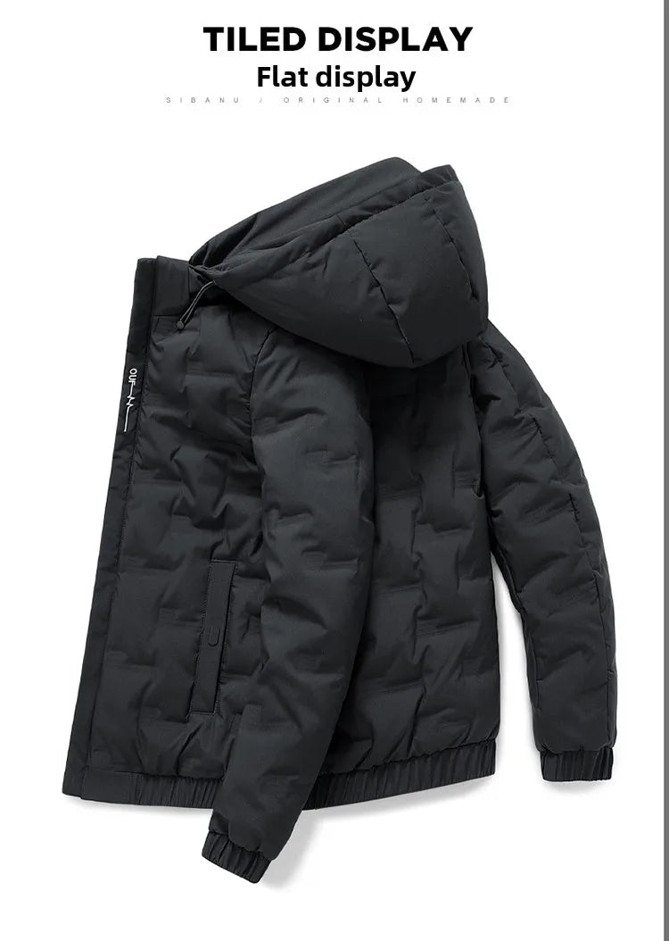 Men's white duck down jacket, new lightweight down cotton jacket, fashionable autumn and winter fashion jacket