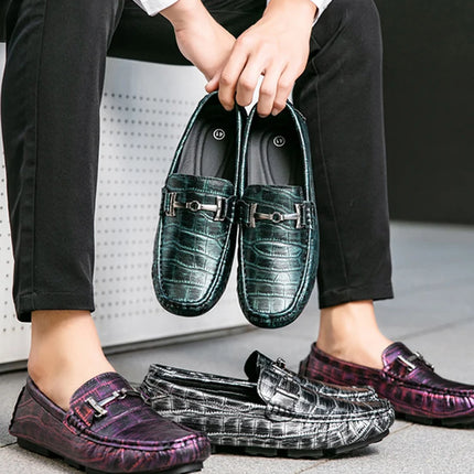 Scarpe Casual da Uomo, Mocassini con Finiture Metalliche, Comodi e Morbidi Slip-on per Adulti