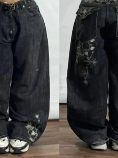 Nuovi Jeans Baggy Oversize con Ricamo a Motivo Tigre, Stile Y2K, Gotico, Harajuku, Hip Hop, Pantaloni Larghi Casual Femminili