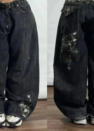 Nuovi Jeans Baggy Oversize con Ricamo a Motivo Tigre, Stile Y2K, Gotico, Harajuku, Hip Hop, Pantaloni Larghi Casual Femminili