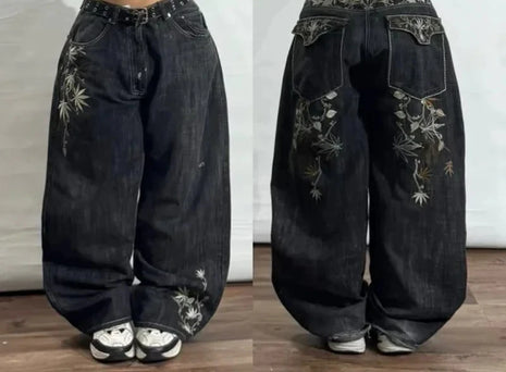 Nuovi Jeans Baggy Oversize con Ricamo a Motivo Tigre, Stile Y2K, Gotico, Harajuku, Hip Hop, Pantaloni Larghi Casual Femminili
