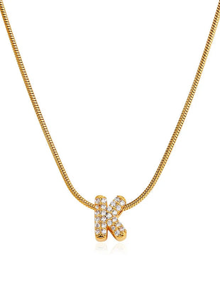 Fashion Tiny CZ Zircon Initial Alphabet Pendant Neckalce Gold Plated Stainless Steel A-Z Letter Necklaces Birthday Gifts Jewelry PlatiNum