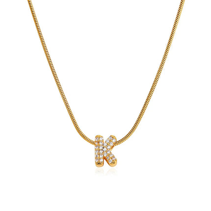 Fashion Tiny CZ Zircon Initial Alphabet Pendant Neckalce Gold Plated Stainless Steel A-Z Letter Necklaces Birthday Gifts Jewelry PlatiNum
