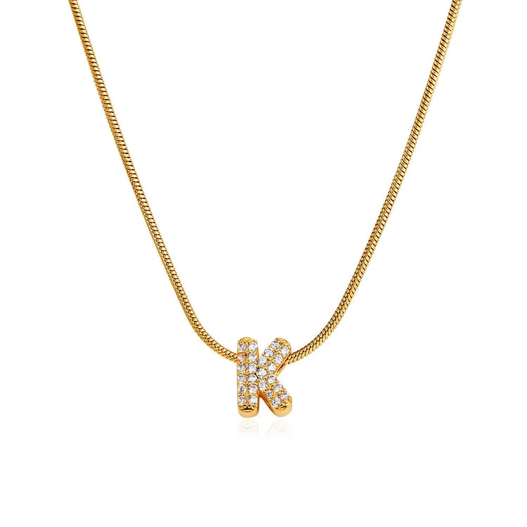 Fashion Tiny CZ Zircon Initial Alphabet Pendant Neckalce Gold Plated Stainless Steel A-Z Letter Necklaces Birthday Gifts Jewelry PlatiNum