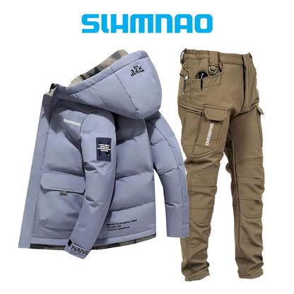2025 Outdoor Warm Thick Jacket and Tactical Pants, Winter Windproof, Cold-resistant, Warm Fishing, Cycling, Skiing, Clothing 08