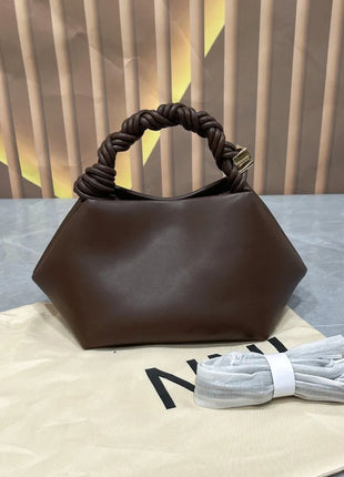 Borsa a tracolla/da spalla da donna in morbida pelle di alta qualità, con manico in corda intrecciata, elegante e casual per l'uso quotidiano.
