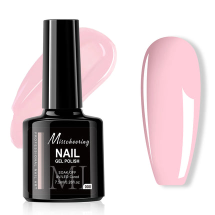 Misscheering 7.5ml Nude Pink Removable Gel Nail Polish UV/LED Gel Suitable  All Skin Tones Professional Nail Salons And Home DIY