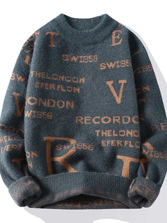 Fashion Letter Sweater For Mens Pullover O-Neck Slim Fit Jumpers Knitwear Warm Winter Korean Style Casual Mens Clothes