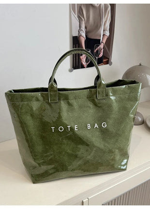 Tote Bag, Retro Letter, Casual Versatile Handbag, Minimalist Transparent, Simple, Commuter, Large-capacity Bag for Women PlatiNum