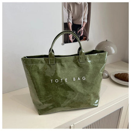 Tote Bag, Retro Letter, Casual Versatile Handbag, Minimalist Transparent, Simple, Commuter, Large-capacity Bag for Women PlatiNum