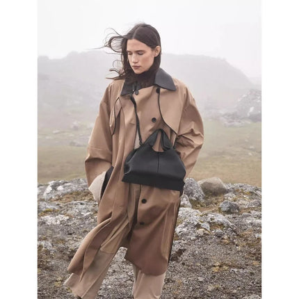 Borsa a Tracolla Cloud Dumpling da Donna, Borsa a Spalla Minimalista di Lusso in Vera Pelle Composita di Vacchetta, Piccola Dimensione