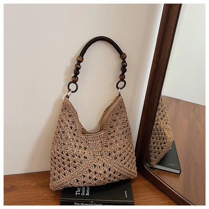 Women's Woven Straw Tote Bag Large Capacity, Summer Beach Vacation Bag, Fashionable Shoulder Bag for Commuting