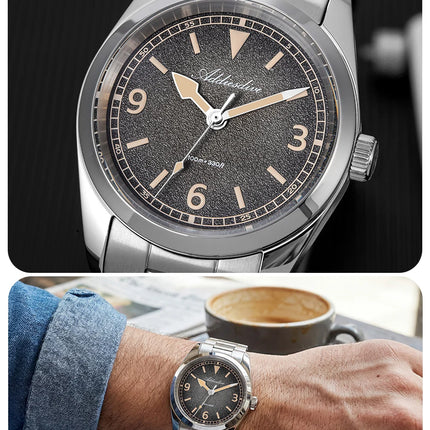 ADDIESDIVE New 36Mm Men's Quartz Watch Retro Dial Sapphire Glass 100M Waterproof Stainless Steel Night Light Retro Quartz Watch