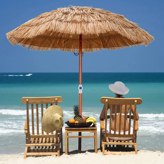 Hawaii Beach Umbrella, Adjustable Height, UV Protection, Straw Umbrella, Market Umbrella, Patio Umbrella with Carry Bag