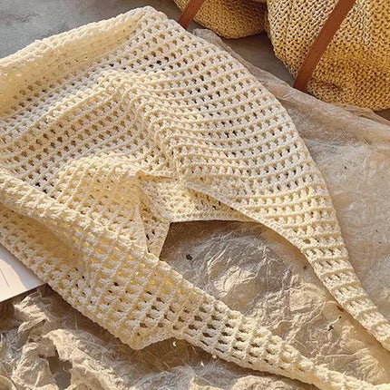 Crochet Crossbody Bag Hollow Beach Leisure Handbag Solid Color Summer Holiday Woven Shoulder Bag