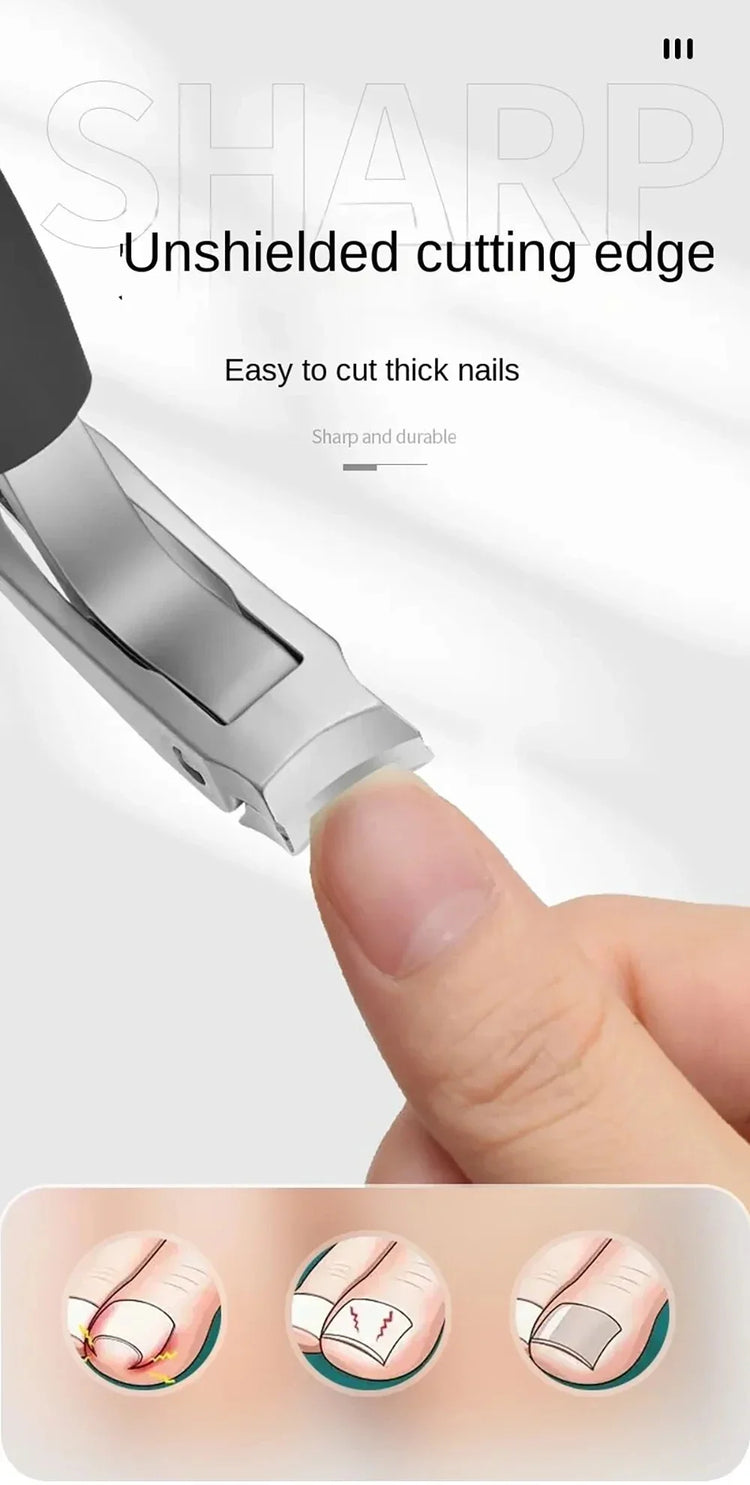 Heavy‑Duty Nail Clippers with Wide Jaw Opening, Inclined Arc Blade Nail Cutter for Thick Hard Fingernails & Toenails, Household Manicure Pedicure Tool
