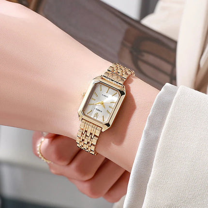 2025 Orologio da polso con cinturino in acciaio inossidabile di marca calda Orologio da polso al quarzo regalo di lusso da donna Orologio da polso al quarzo quadrato semplice moda studente platinumshop