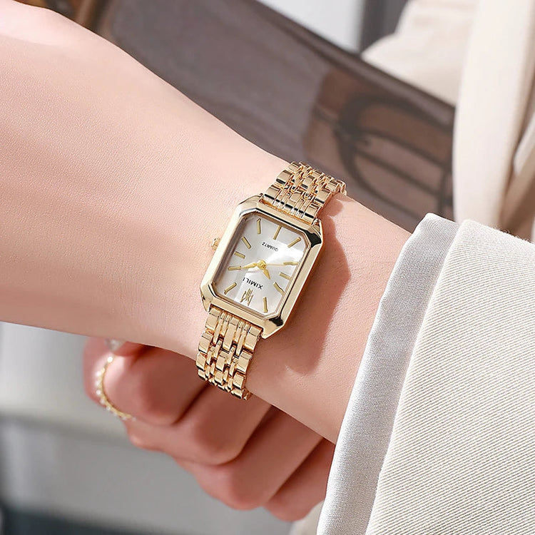 2025 Orologio da polso con cinturino in acciaio inossidabile di marca calda Orologio da polso al quarzo regalo di lusso da donna Orologio da polso al quarzo quadrato semplice moda studente platinumshop