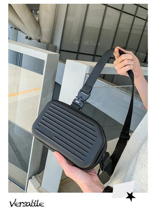 Borsa a tracolla rigida nera, leggera e portatile, per adulti, ideale per il trasporto quotidiano, lo shopping, le brevi camminate all'aperto e l'uso quotidiano.