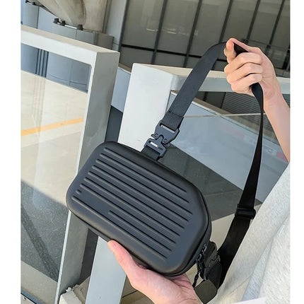 Borsa a tracolla rigida nera, leggera e portatile, per adulti, ideale per il trasporto quotidiano, lo shopping, le brevi camminate all'aperto e l'uso quotidiano.